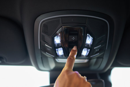 Gadget car sun visor and rearview mirror are automotive exterior accessoriesの写真素材