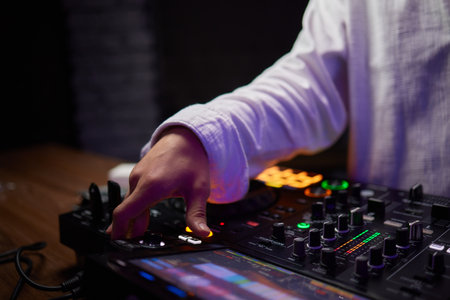 Audio Mixing Console in a Recording Studio with advanced sound production capabilitiesの写真素材