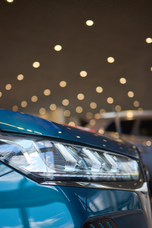 Close up of a cars headlight, part of automotive design