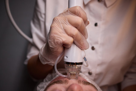 Experience an Innovative Skincare Treatment that Utilizes a High-tech Device for Best Resultsの写真素材