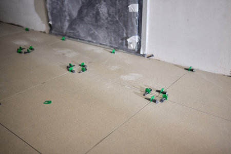 The Comprehensive Tile Installation Process Using Adhesive Techniques and Methodsの写真素材