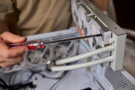 The process of properly installing a CPU cooler water cooling in a custom built personal computer...