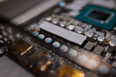 Hand Repairing a Graphics Card through the Application of Thermal Paste for Better Performanceの写真素材