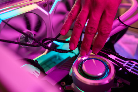 The process of properly installing a CPU cooler water cooling in a custom built personal computer...