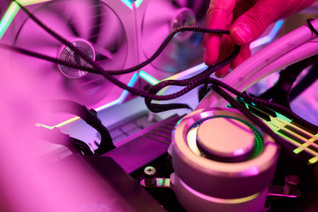 The process of properly installing a CPU cooler water cooling in a custom built personal computer...