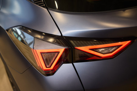 Closeup of a cars automotive tail brake light