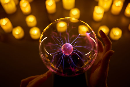 Experience the enchanting Mystical Energy created with Candlelight and illuminated by a Plasma Ballの写真素材