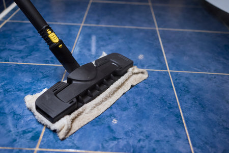 Achieving Efficient Floor Cleaning Results with a Steam Mop on Tile Surfaces for Your Homeの写真素材