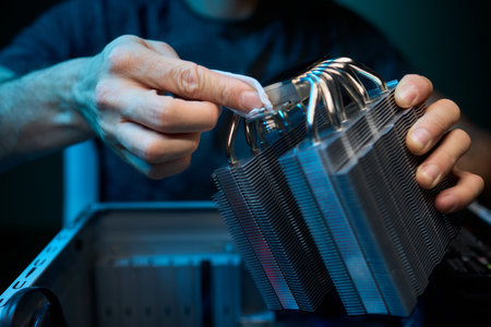 Installing a CPU Cooler in a Computer Build A Comprehensive Tech Setup Guide for Youの写真素材