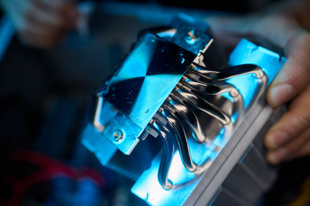 Installing a CPU Cooler in a Computer Build A Comprehensive Tech Setup Guide for Youの写真素材