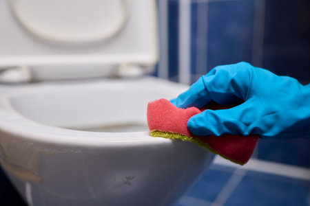 Cleaning the Toilet Essential Sanitation Practices for Maintaining a Healthy Home Environmentの写真素材