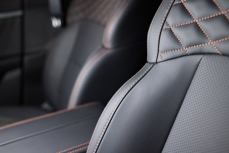 Discover the Stylish Car Interior with Premium Leather Seats for elegance and comfortの写真素材