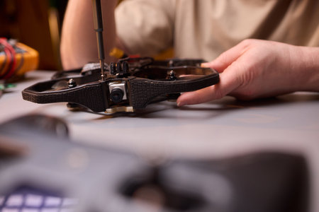 A Closer Look at Drone Maintenance and Repair in Action Ensuring Optimal Performanceの写真素材