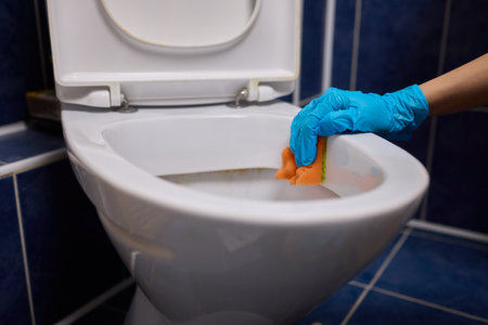 Cleaning the Toilet Essential Sanitation Practices for Maintaining a Healthy Home Environmentの写真素材
