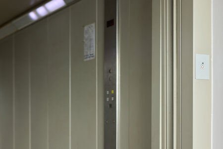 This industrial elevator interior is designed for efficient transport of goods and materials