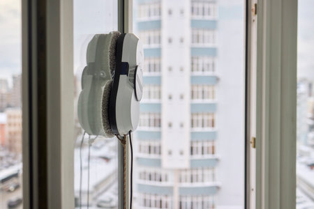 Introducing an Innovative Window Cleaning Gadget Designed Specifically for Urban Living Spacesの写真素材