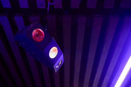 Exploring Abstract Neon Lights and Shapes in Contemporary Modern Architecture Designsの写真素材