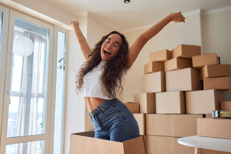 Business woman entrepreneurial success . Sales Online Parcel delivery.の写真素材