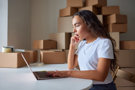 Young woman ecommerce business worker at office