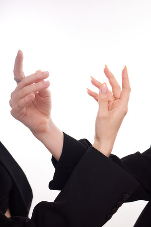 Hand gesture isolated on white background.