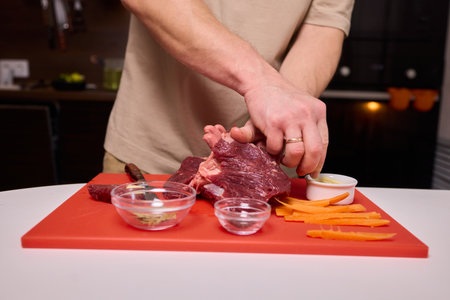Prepping and Organizing the Ingredients Needed for a Delicious Meal in the Kitchen