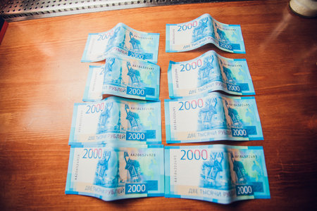 Banknote of two thousand rubles. 2000 rub. Papermoney, cash.の写真素材