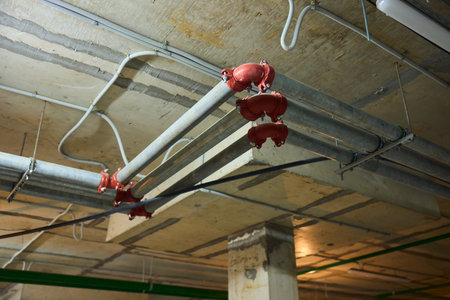 Industrial Pipe Systems utilized in a Construction Environment for various purposesの写真素材