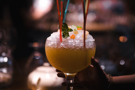 Experience Vibrant Cocktails at a Modern Bar Perfect Evening Delight Awaits You Hereの写真素材