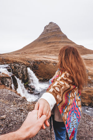 An Enchanting Mountain Landscape Captured with Guiding Hands for Endless Adventures and Memoriesの写真素材