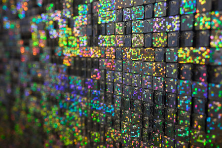 A Colorful Mosaic Featuring Reflective Squares That Exude Sparkling Hues and Designsの写真素材