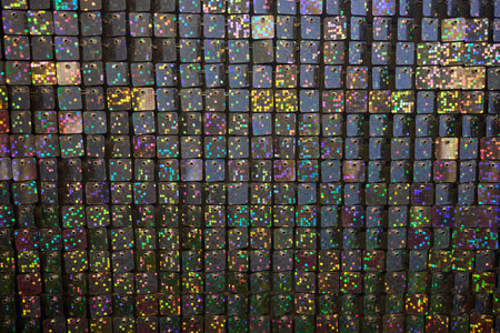 A Colorful Mosaic Featuring Reflective Squares That Exude Sparkling Hues and Designsの写真素材