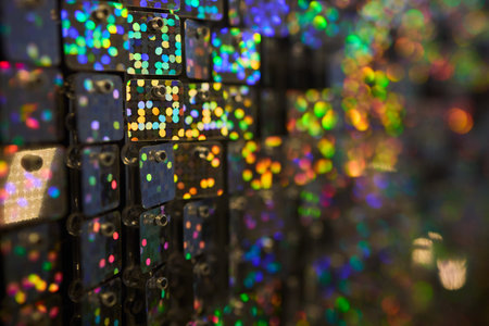 A Colorful Mosaic Featuring Reflective Squares That Exude Sparkling Hues and Designsの写真素材