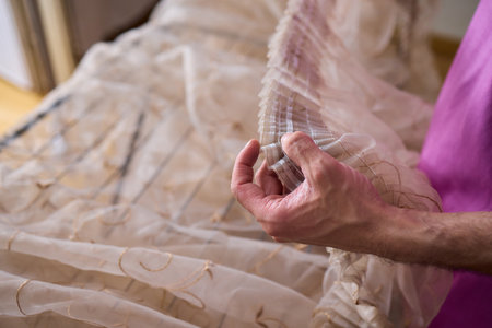 A Beautiful and Delicate Fabric Display Positioned on a Drying Rack for All to Seeの写真素材