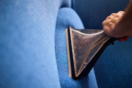 The Professional Upholstery Cleaning Process is in full action, showcasing its effectivenessの写真素材