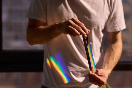 Exploring the world of Light and Color through the captivating process of Diffractionの写真素材