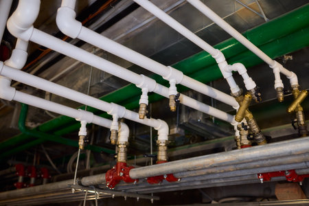 Industrial Pipe Systems utilized in a Construction Environment for various purposesの写真素材