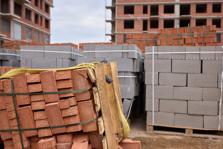 A closeup image of Stacked Bricks showcased in a dynamic Construction Environment