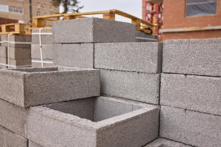 A closeup image of Stacked Bricks showcased in a dynamic Construction Environment