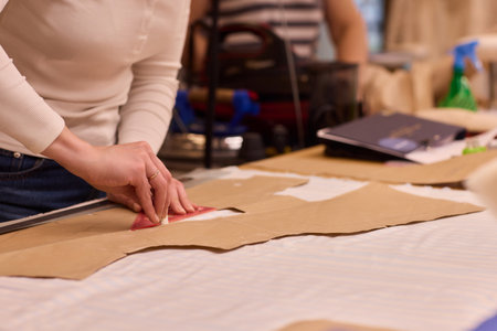 Tailoring Craftsmanship A Fashion Designer at Work Creating Beautiful Patterns with Precision