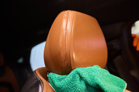 Demonstration of an Expert Car Interior Cleaning Process in Action with Every Detail Consideredの写真素材