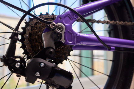 Detailed Close Up of a Modern Bicycle Gear System, Highlighting Its Components and Design