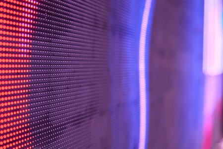 Detailed Close Up of a Colorful LED Screen Showcasing Vibrant Pixels and Designsの写真素材
