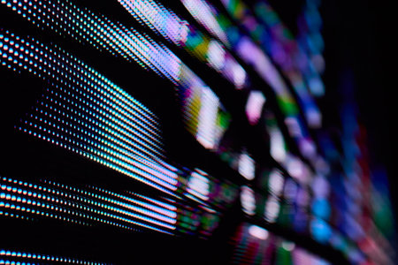 Detailed Close Up of a Colorful LED Screen Showcasing Vibrant Pixels and Designs