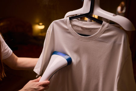 Steam your clothes at home for a fresh and stylish look thats easy to maintainの写真素材