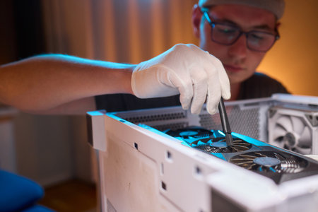 Cleaning a processor fan with a brush