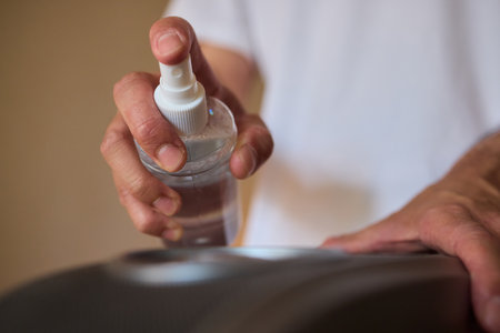 It is important to clean a projector lens carefully using a microfiber cloth for best resultsの写真素材