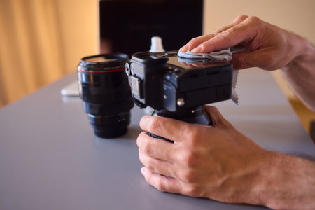 Cleaning and maintaining a DSLR camera is essential for ensuring optimal performance and longevityの写真素材