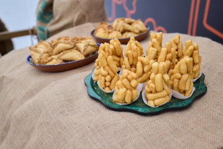 Delicious Traditional chuck chuck Pastries Beautifully Stacked in a Decorative Platter Ready for...