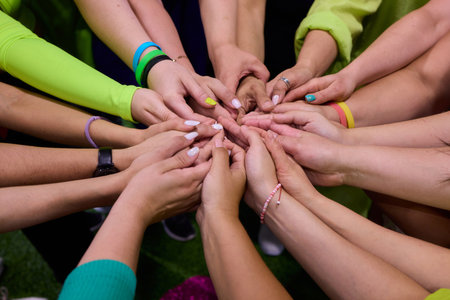 Unity and Collaboration Let Us Form a Circle of Hands Coming Together in Strong Communityの写真素材