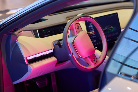The modern cars steering wheel control panel boosts convenience and performance